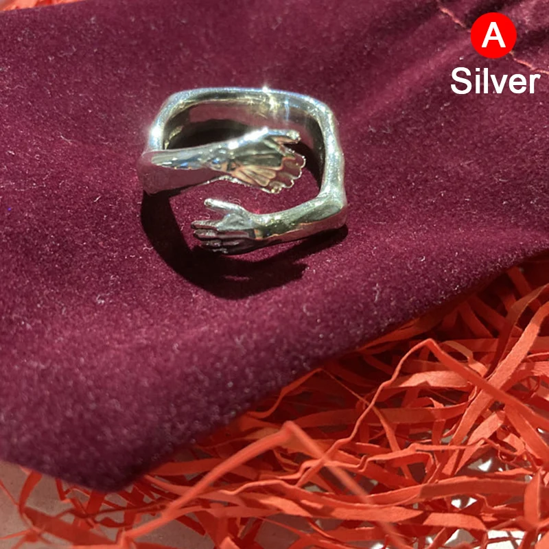 

Romantic Love Hug Carved Ring Creative Open Finger Adjustable Jewelry
