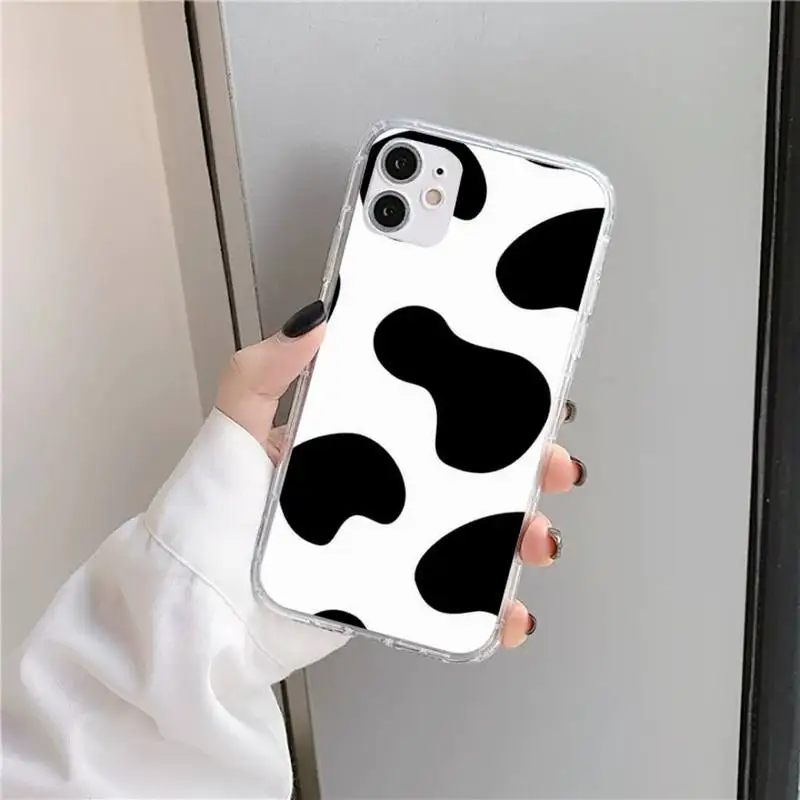 

Milk cow print pattern animal Phone Cases Transparent soft For iphone 5 5s 5c se 6 6s 7 8 11 12 plus mini x xs xr pro max