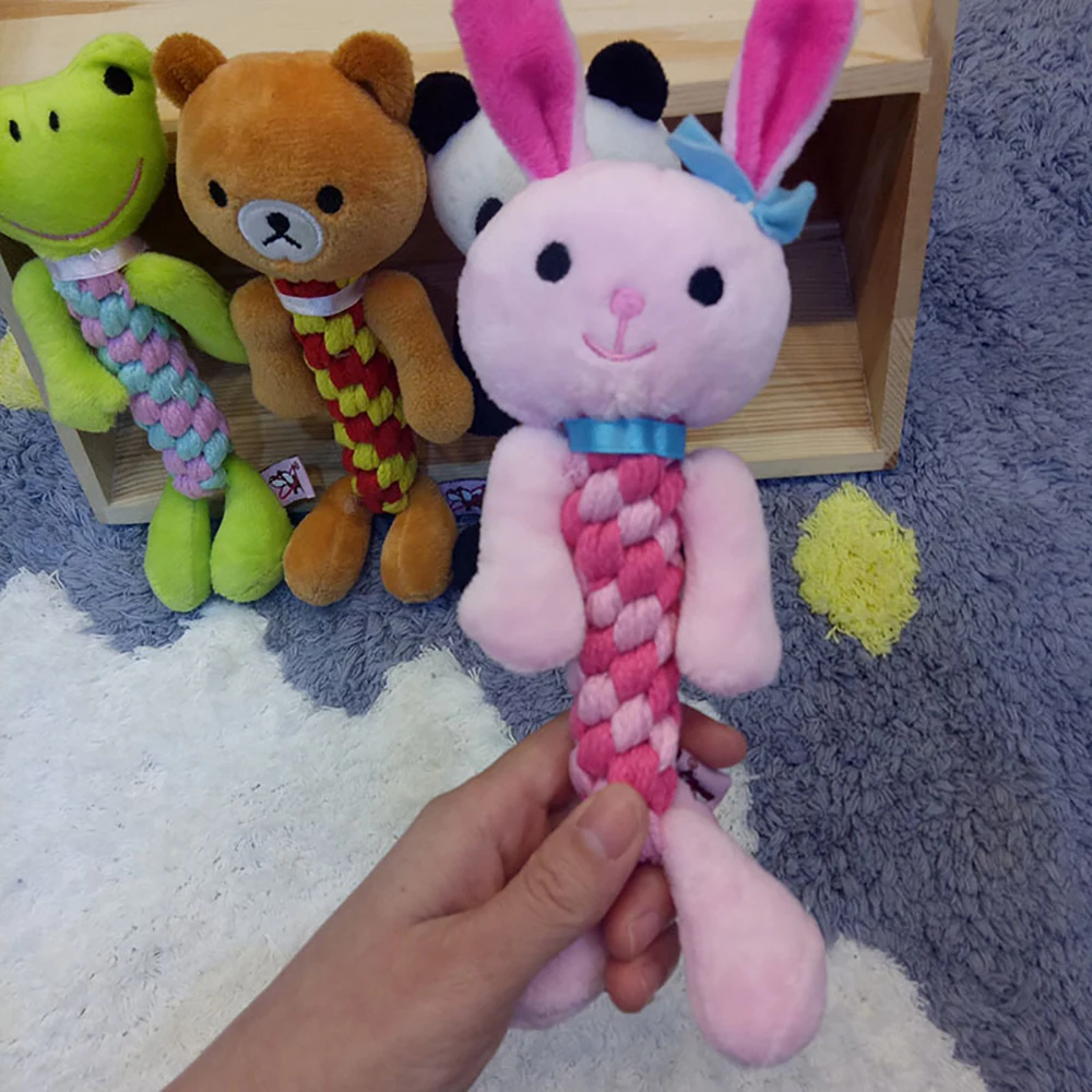 

1PC Toy Bear Pet Dog Puppy Cotton Chew Knot Toy Durable Braided Bone Rope Molar Toy Pets Teeth Cleaning Supplies