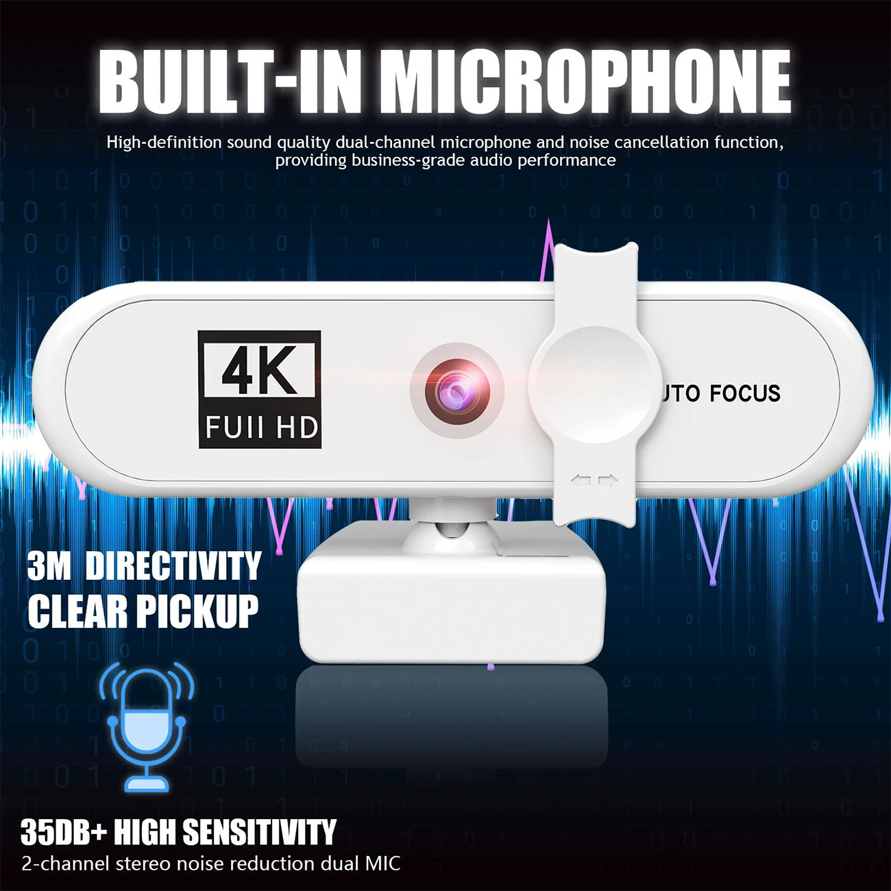 

Webcam 1080P Full HD 2K 4K Computer Autofocus Web Cam 120 Degree Live Streaming Widescreen Webcam For Calling, Conferencing