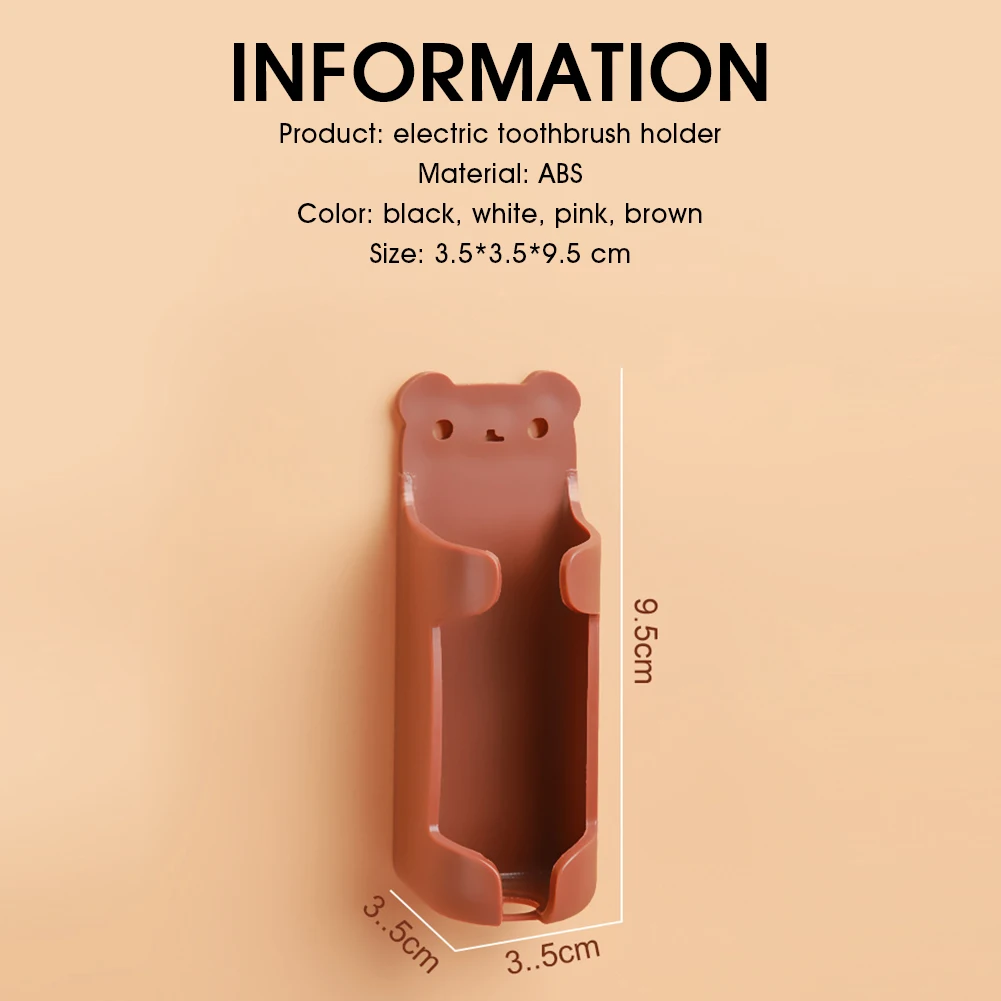 

1PC Cute Bear Toothbrush Stand Rack Organizer Electric Toothbrush Wall-Mounted Holder Space Saving Bathroom Accessories