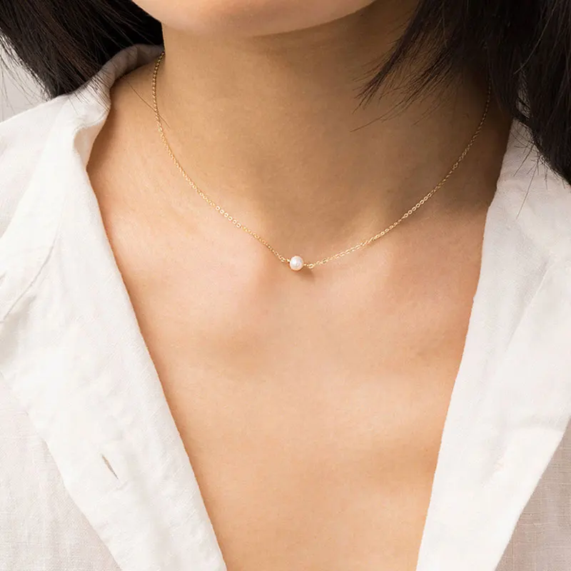 

Simple Ladies Pearl Pendant Necklace Classic Rose Gold Copper Alloy Jewelry Fashion Charm Ladies Engagement Birthday Gift