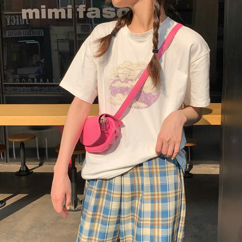 

Women Casual T Shirt 2021 New Summer O-Neck Short Sleeve Loose Tee Shirt Female Fashion Print White Tshirts Top