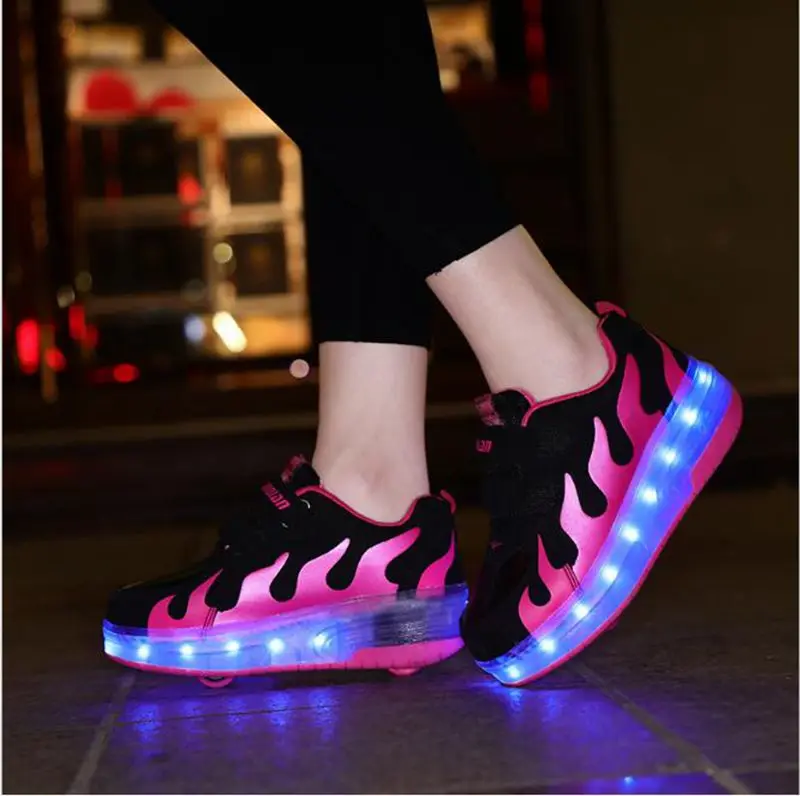 Светодиодный светильник Heelys; кроссовки с двумя колесами для мальчиков и девочек; повседневная обувь на роликах для девочек; Zapatillas Zapatos Con Ruedas