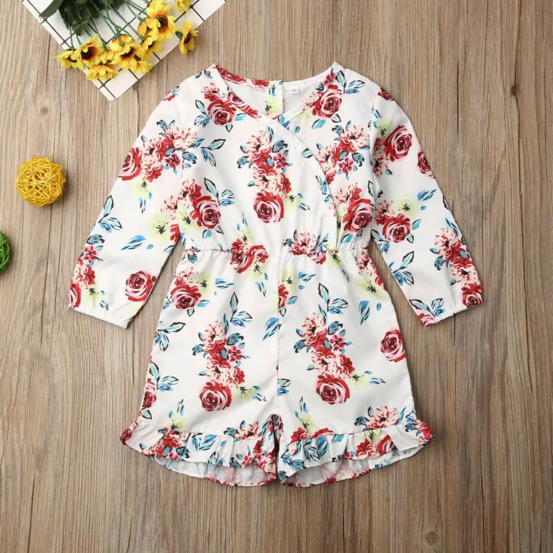 Комбинезон для маленькой девочки с цветочным принтом "2019 Новинка Горячая Модная Сладкая Тонкий Ромпер для Младенца с Длинным Рукавом Весна Осень Одежда на Эластичной Линии".