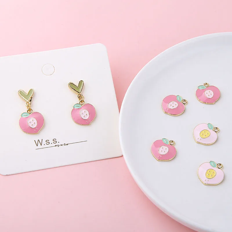 6 шт. японские милые серьги в виде кота персика сплав подвеска капли масла сделай
