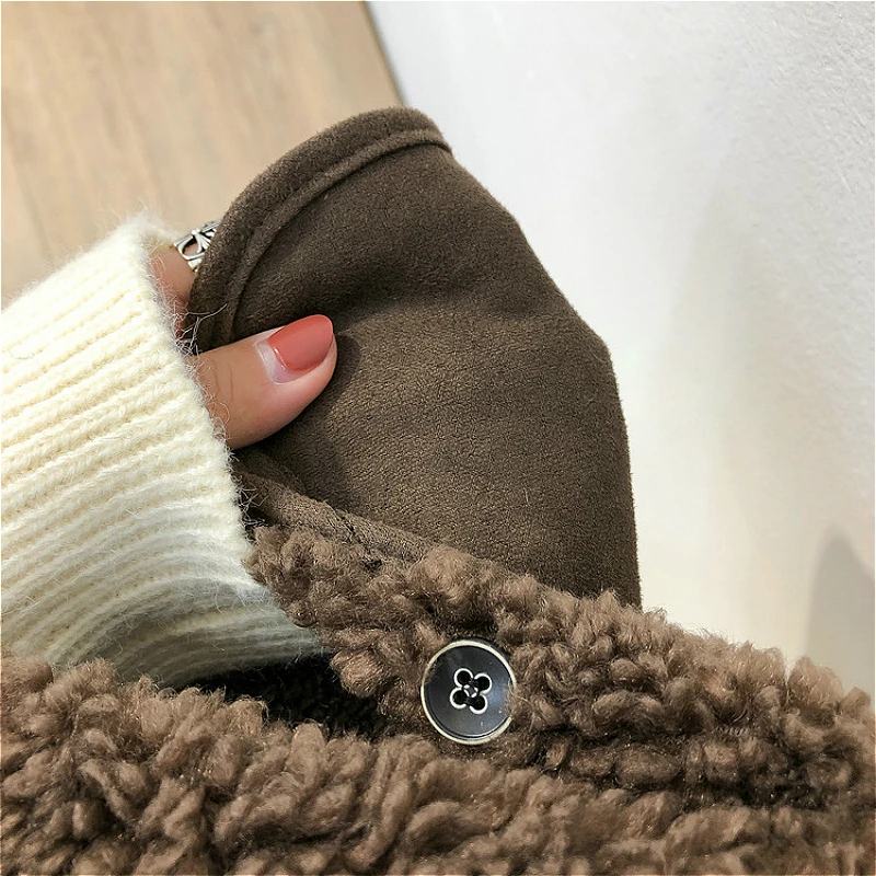 

Vest Waistcoats Women Autumn Lambswool Leisure Single-breasted Chic Korean Style Solid Outwear Womens Sleeveless New Stylish Ins