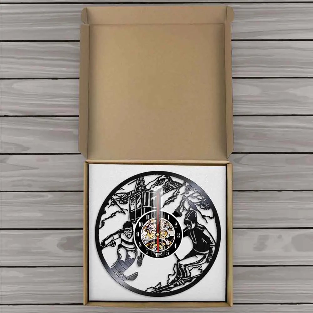 Настенные часы с виниловой пластинкой для катания на лыжах сноуборде настенные