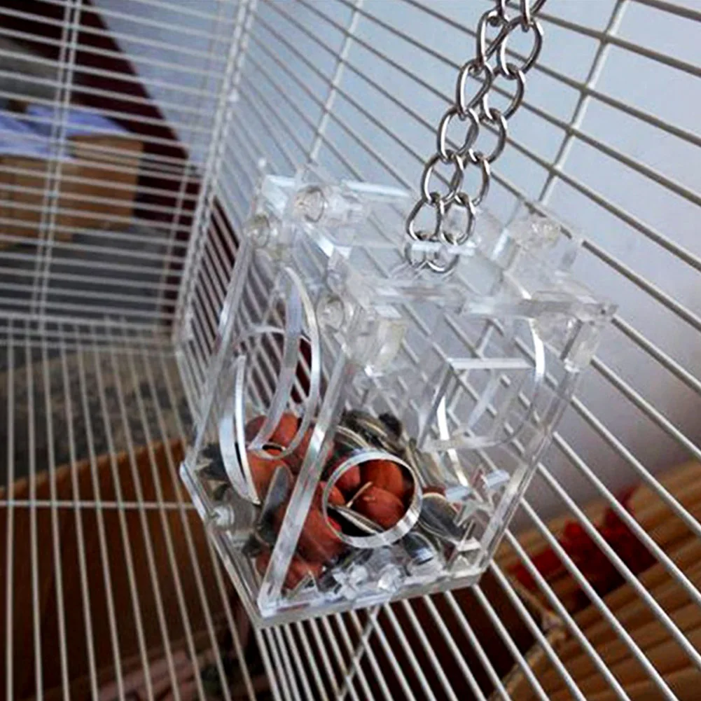 

Food Container Pet Supplies Funny Bird Toys Easy Clean Transparent Hollowed Out Hanging Acrylic Practical Parrot Feeder