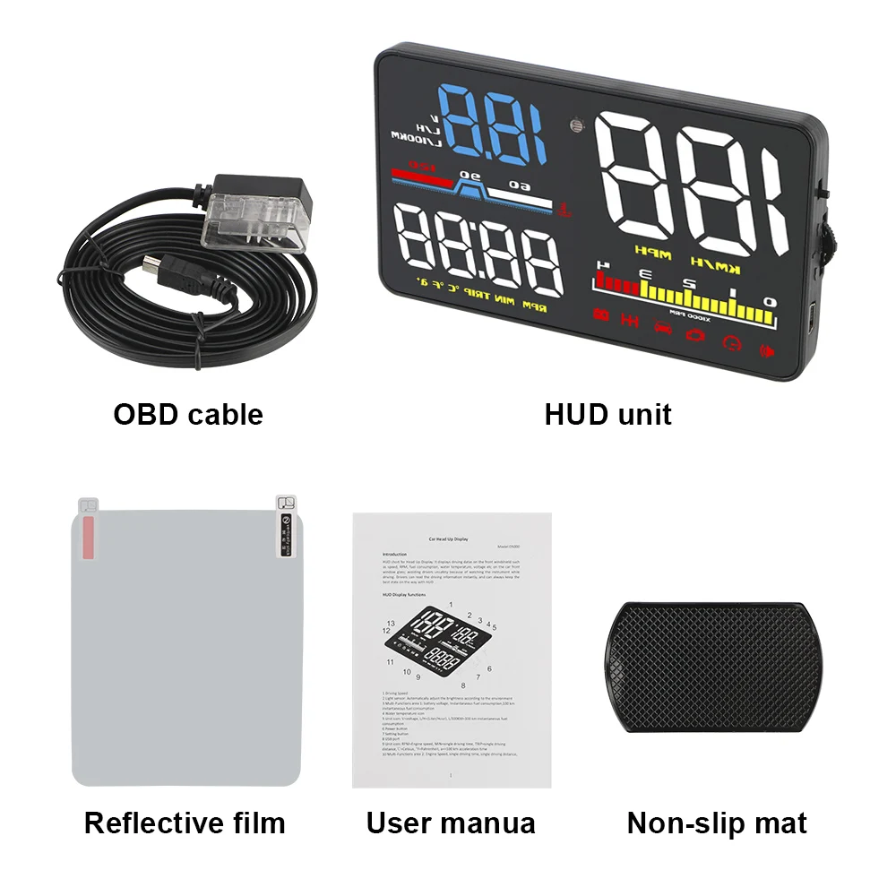 

Windshield Screen Projector HUD Display Speedometer Digital Security Alarm OBD2 Diagnostic Tool Car Head Up Display
