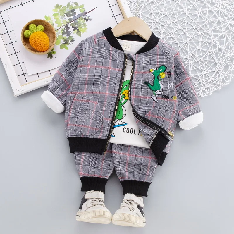 

New Fashion Spring Autumn Baby Girls Clothes Children Boys Cartoon Casual Jacket T-Shirt Pants 3Pcs/sets Kids Infant Sportswear