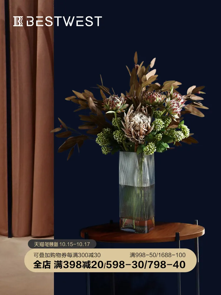 

BEST WEST creative geometric glass vase ornaments model room living room polygonal modeling insert vase decoration