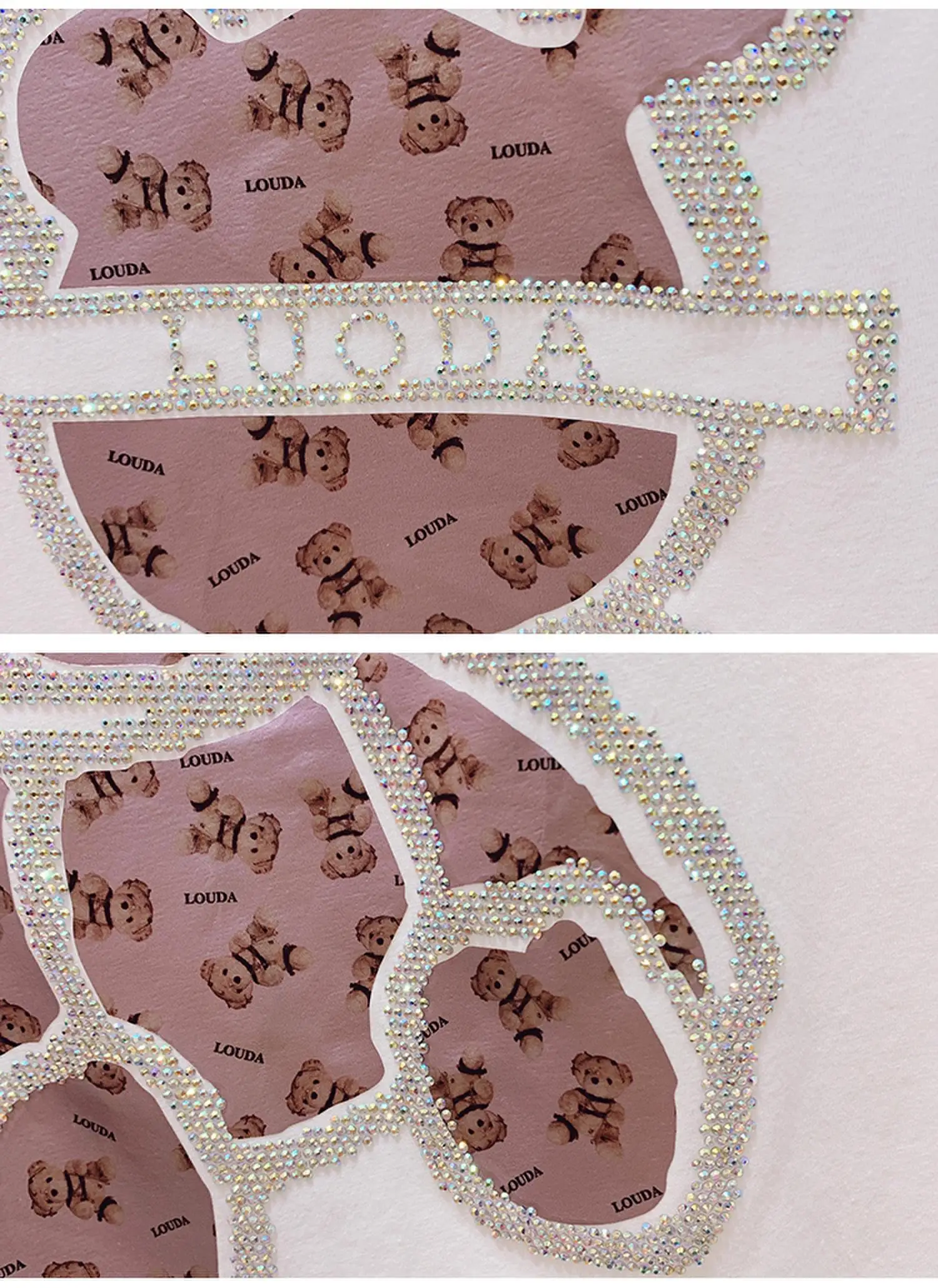 

2021 Summer Heavy Industry Seamless Hot Drilling Letter Bear Slim Cotton t-Shirt Female Short Sleeve Versatile Top Female