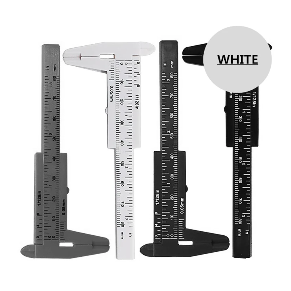 5pcs Mini 80mm Plastic Sliding Vernier Caliper Gauge Measuring Tool Ruler Micrometer Gauge White Blue Black color optional