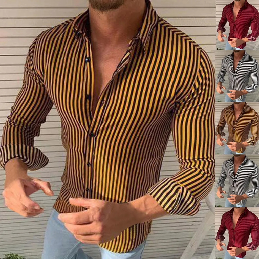 Модная мужская Повседневная рубашка JAYCOSIN полосатая тонкая Классическая с