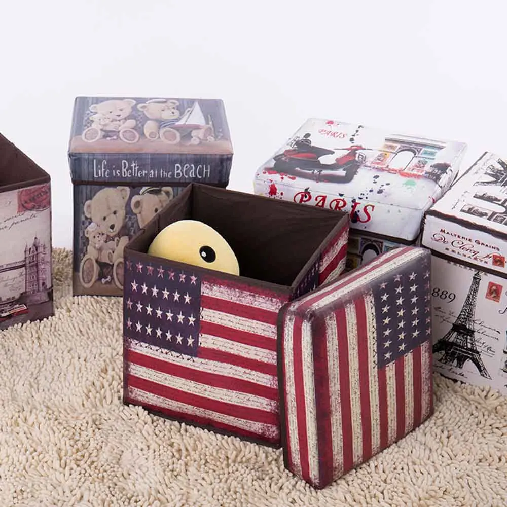 Складной стул для хранения игрушка скамейка книг одежды многофункциональная