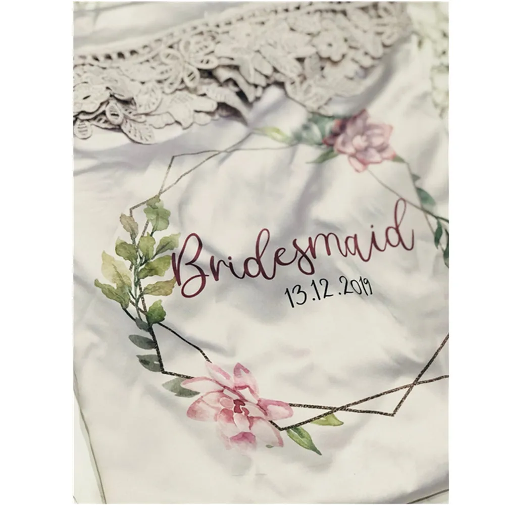 

personalized floral Lace bridal robe silky wedding Dressing Gown flower girl robes Christmas Gift bridesmaid proposal kimonos