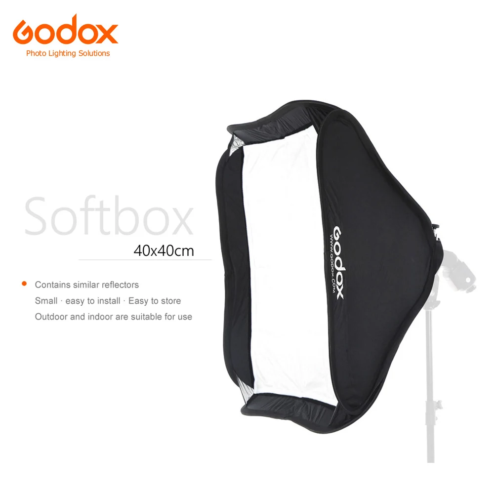 

Софтбокс Godox 40*40 см для фотостудии, софтбокс, светильник для Speedlite, без кронштейна S-type, держатель Bowens