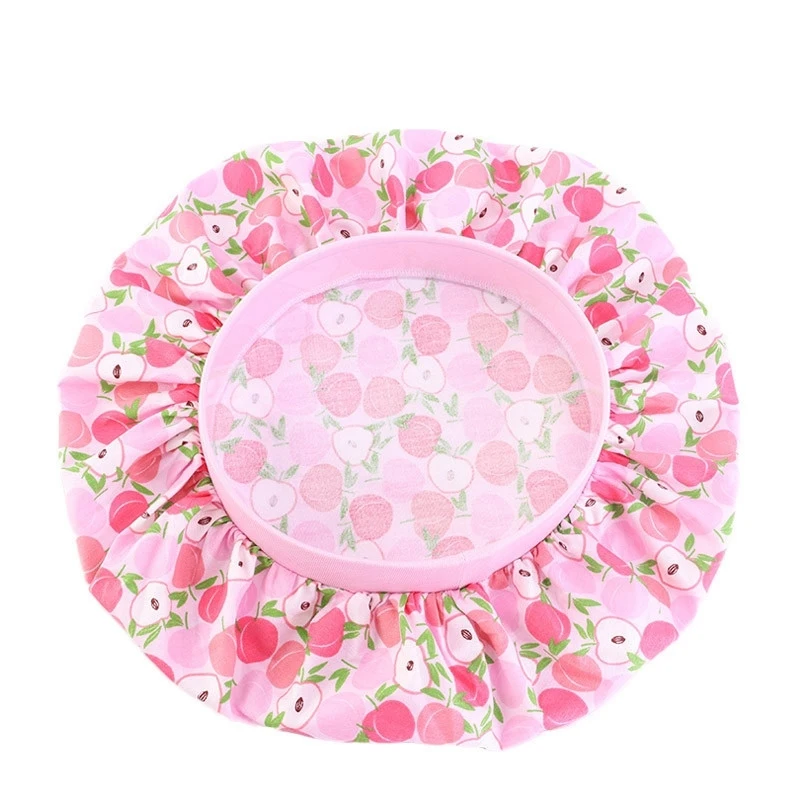 

Hot Sale Cotton Printing Children's Comfortable Shower Hat Round Hair Cap Cute Breathable Night Baby Bonnet Elastic Wide-Brimmed