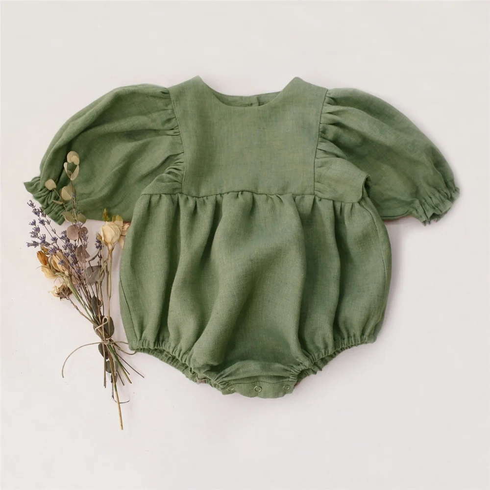 

0-18M Baby Girl Cotton Rompers Solid Color Long Sleeve Romper Spring Jumpsuits Infant One-piece Newborn Baby Girl Clothes