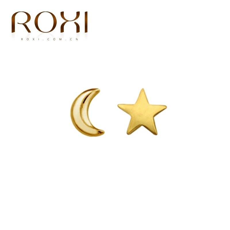 Женские Асимметричные блестящие серьги-гвоздики ROXI INS с Луной и звездами