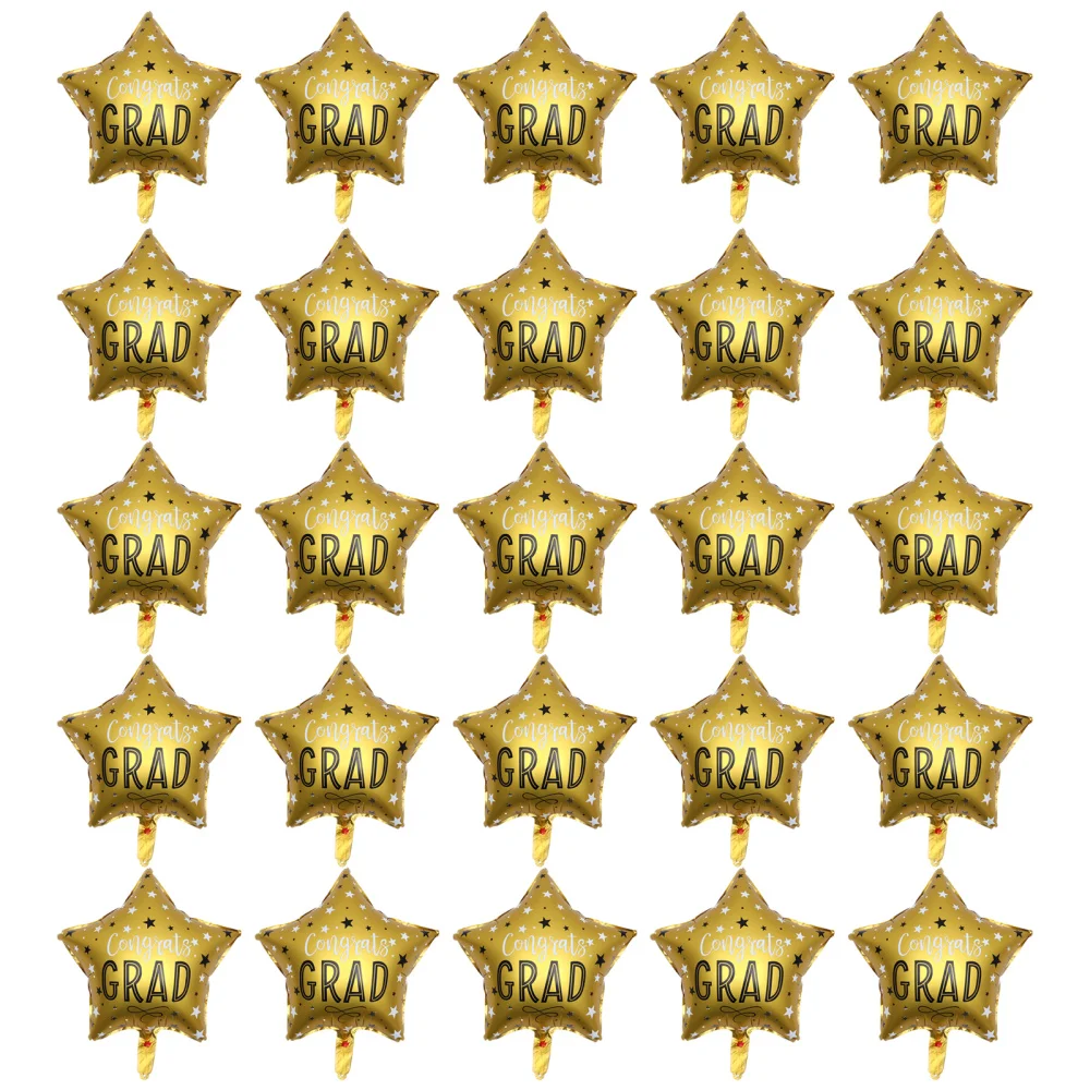 

25pcs Five Stars Balloons Golden Foil Balloons Graduation Party Supplies