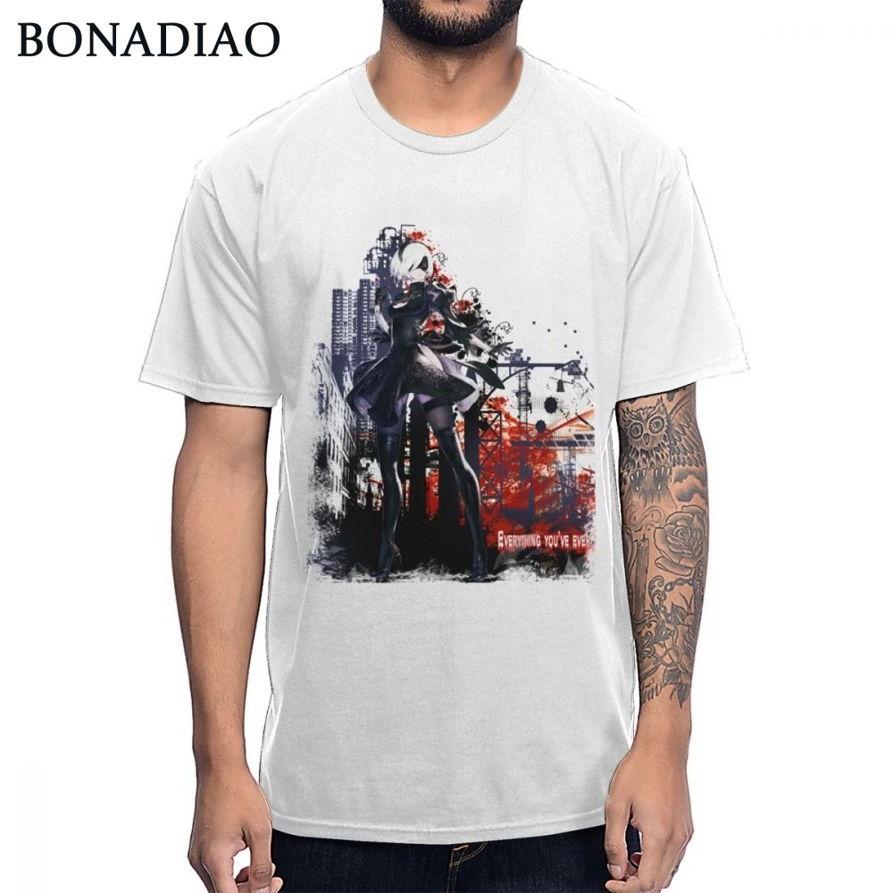 

Game Nier Automata 2B YoRHa T Shirt For Man Retro Organic Cotton Pure Cotton S-6XL Homme Tee Shirt