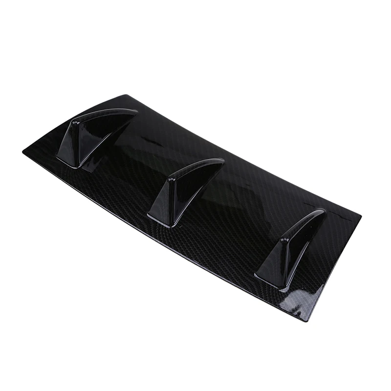 POSSBAY Universal Auto Rear Bumper Lip Diffuser 3 Fin Matte Black Carbon Fiber ABS Car Shark Style Bumpers | Автомобили и