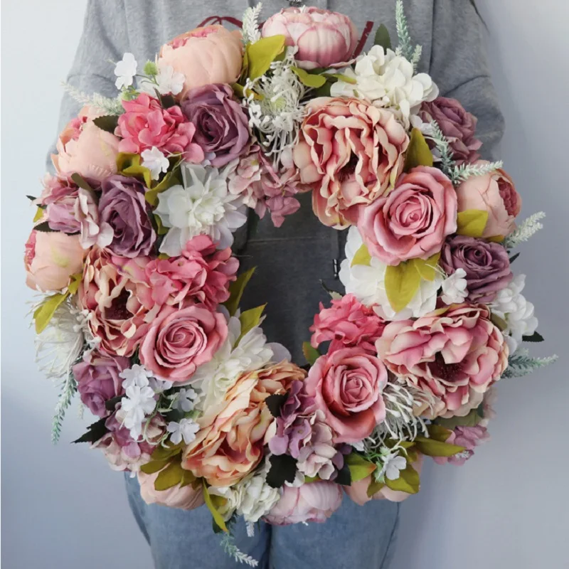 

Spring Peony Door Wreath Floral Outdoor Garden Front Door Window Decor