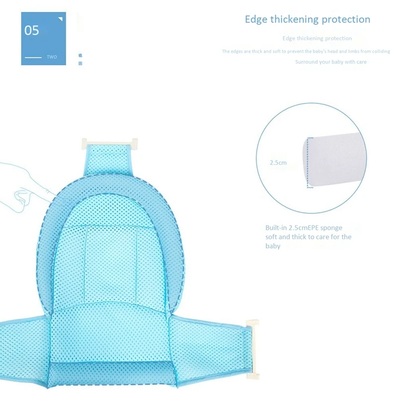 

Infant Bathing Support Mat with Four Safety Support Corner, Comfortable Baby Shower Bathtub Sit Up Mesh for Newborn