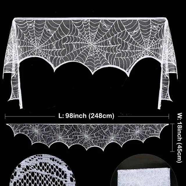 Fireplace Scarf Ourwarm/Вечерние черные кружевные тканевые скатерти для стола на Хэллоуин 100 см, чехлы для стола, подвесные окна, ужасы, украшения для дома на Хэллоуин - Цвет: Fireplace Scarf