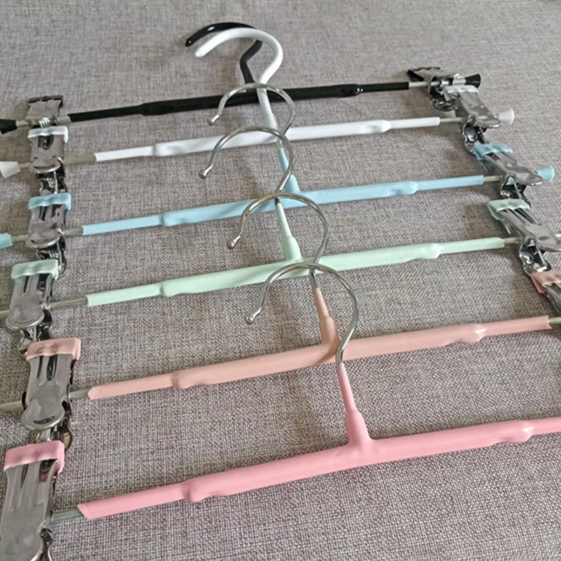 

Trouser Hangers 10pcs Metal Heavy Duty Pants Skirt Cloth Hanger Trousers Rack with Adjustment Plastic Grip Pants Drying Hanger