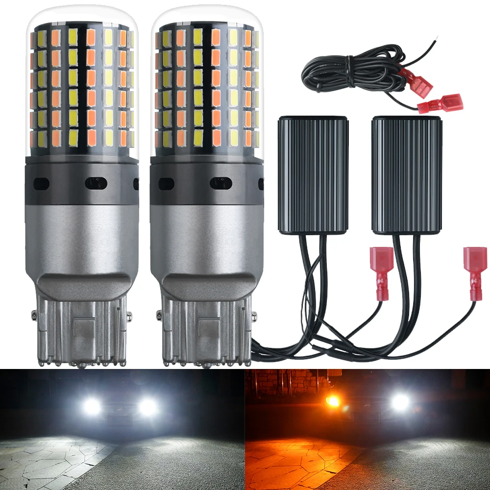 

DRL Turn Signal PY21W P21W LED Dho Canbus BA15S BAU15S T20 7440 W21W 3156 3014 120smd Dual Mode Daytime Running Light DC12V
