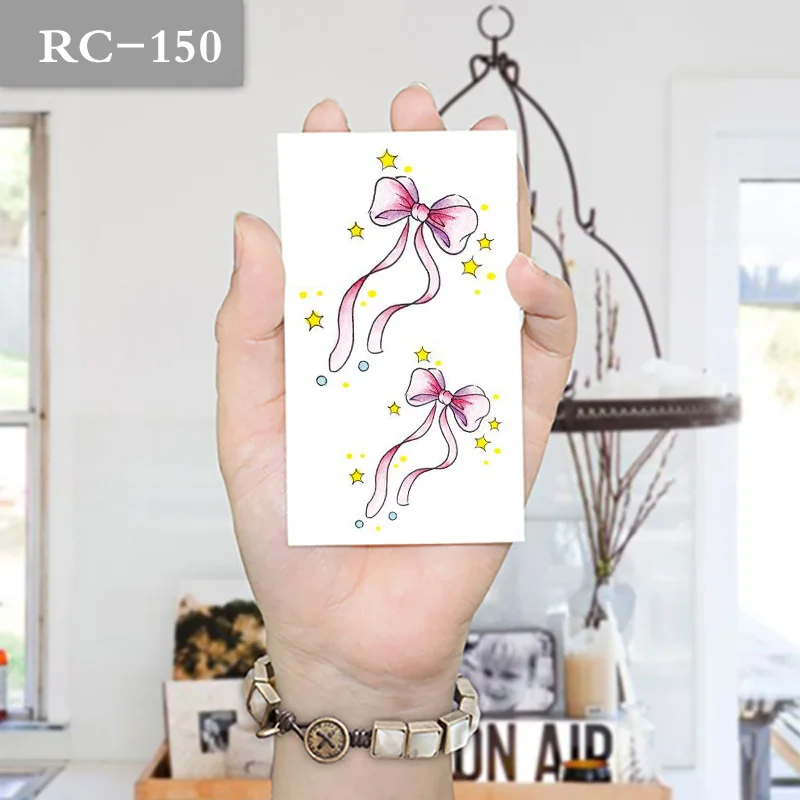 Боди-Арт Красота Макияж Розовый и Синий Лук на Руку Водонепроницаемый Временные