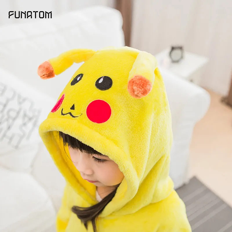 Child Pikachu Pajama Onesie Kid Boy Girl Winter Anime Overall Pyjama Onepiece Baby Warn Animal Sleepwear kengurumi | Тематическая