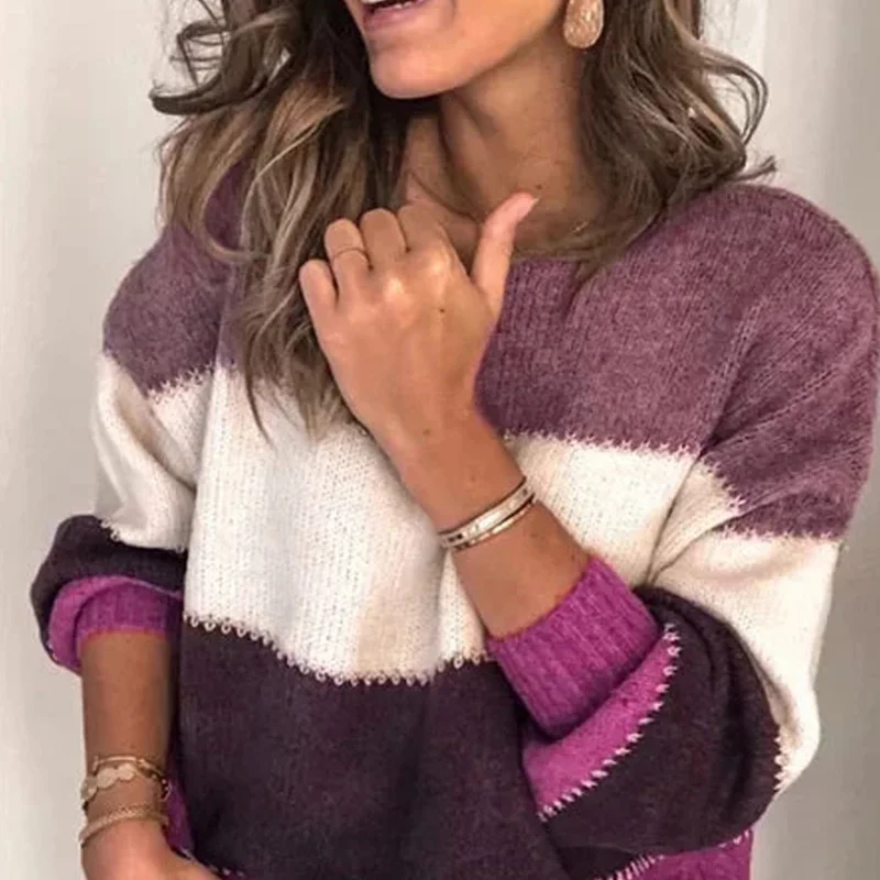 Осенне-зимний Повседневный свитер с круглым вырезом вязаный пуловер длинным