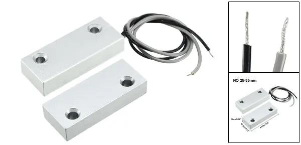 NO 25-35mm 1pcs Uxcell 1 шт. сигнализации системы безопасности дома двери гаража контакт Магнитный Геркон Серебряный серый охранной сигнализации системы - Цвет: NO 25-35mm 1pcs