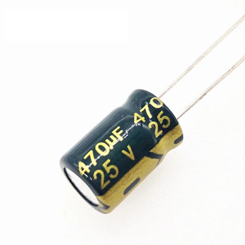 

10pcs/lot T10 25V 470UF Low ESR/Impedance high frequency aluminum electrolytic capacitor size 8*12 470UF25V 20%