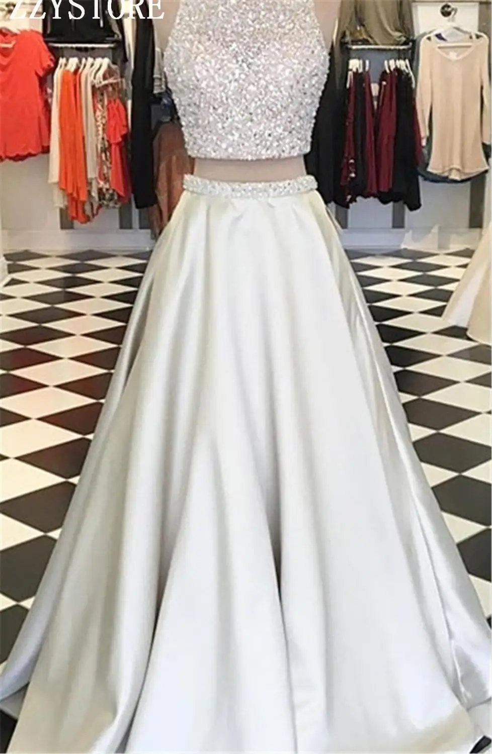 Роскошное платье Quinceanera с кристаллами бальное из 2 частей оборками Тюлевое для