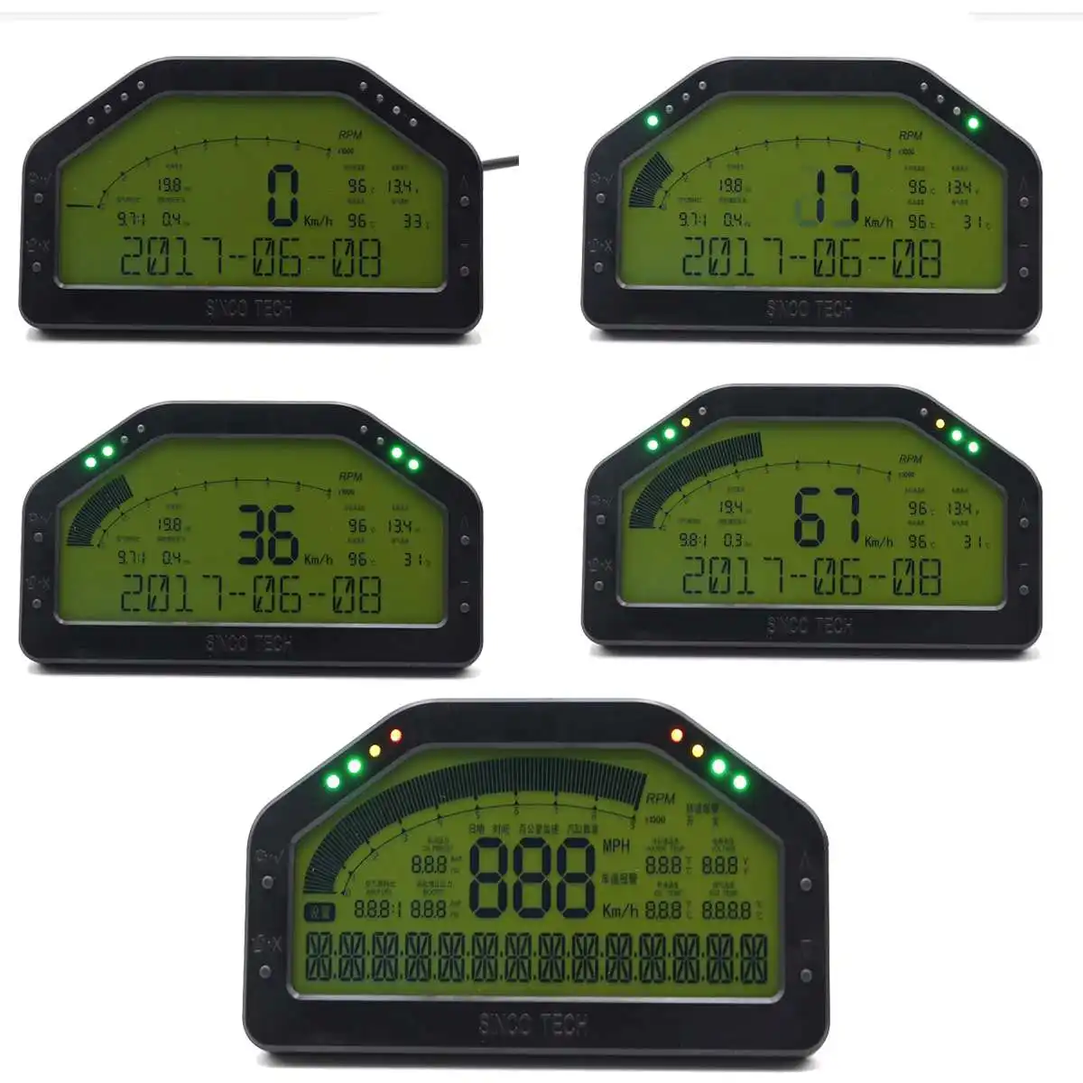 9 в 1 приборной панели автомобиля гонки DPU Rally Car Race Gauge Dash Цифровой датчик ЖК