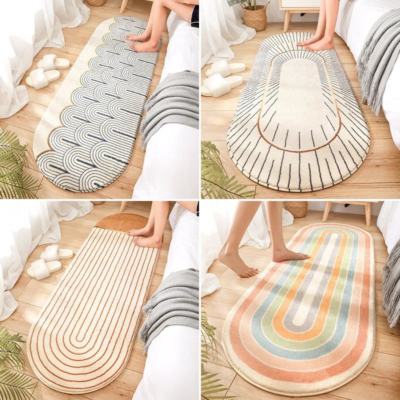 modern geometry soft long carpet for bedroom bedside non slip tatami floor mat cashmere home living room area rugs carpets free global shipping