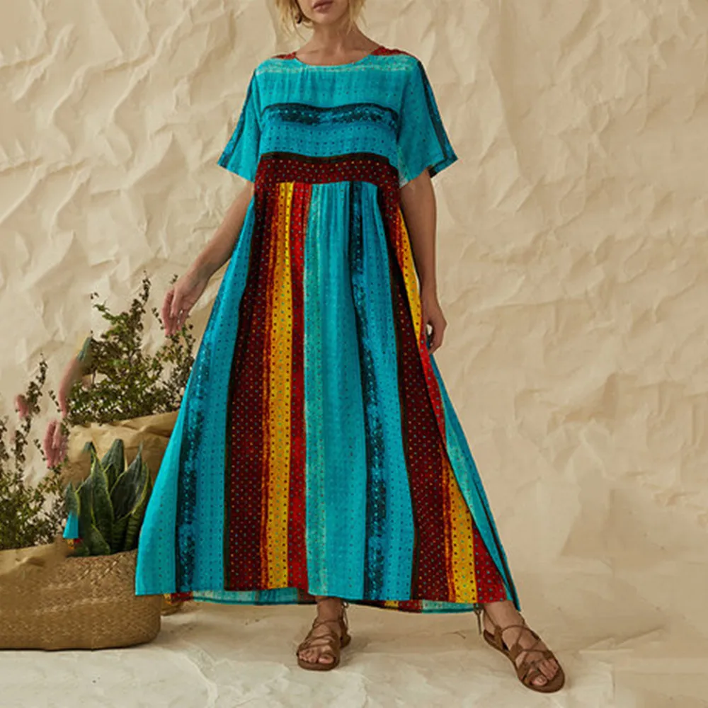 

African Dresses For Women Summer 2020 new arrival fashion style african women o-neck short sleeve plus size long dress L-5XL