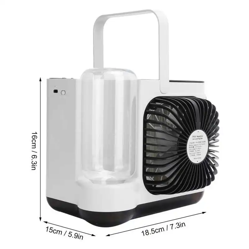 

Mini Water Cooling Fan USB Charging Negative Ion Air Conditioning Fan Low Noise Desktop Air Cooler
