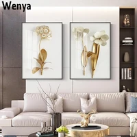intent painting nordic golden plant leaves and flowers wall art picture painting posters and living room decoration paintings