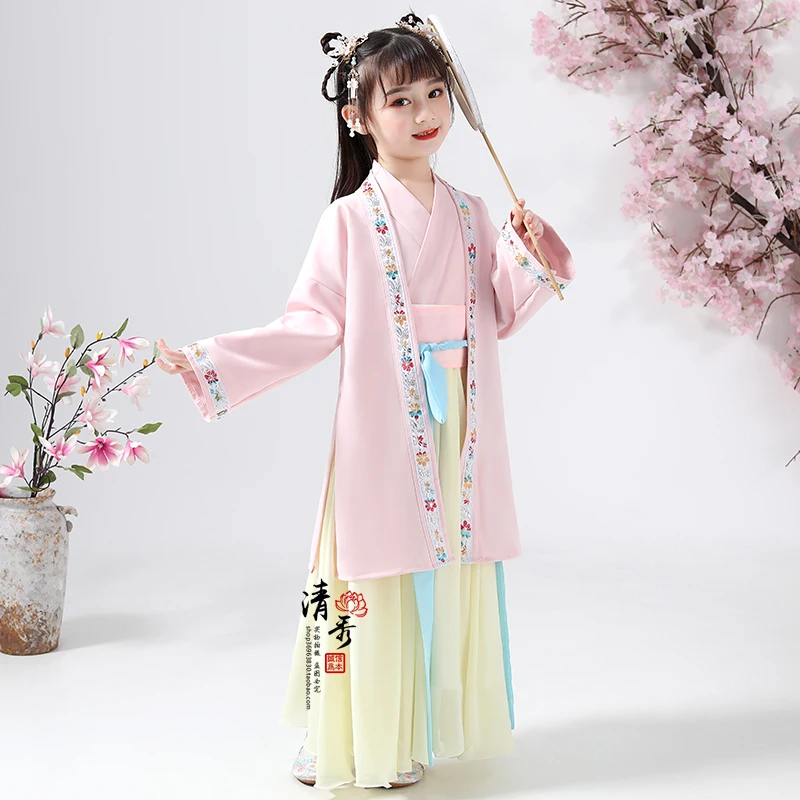 

2022 Chinese Traditional Hanfu Dress Child Clothing Folk Dance Girls Ancient Opera Tang Dynasty Han Ming Princess Costume Kids