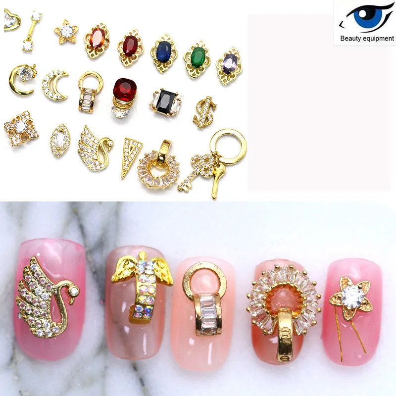 Дизайн ногтей новое украшение золотые циркониевые ювелирные изделия алмаз микро