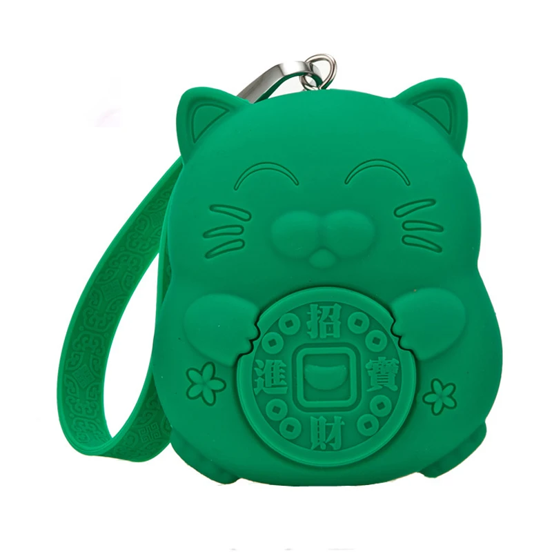 green Lucky Cat Обувь для девочек силиконовые портмоне изменить кошелек Для женщин Для мужчин ключ кошелек для монет мешок Для детей рождественские подарки сумка для хранения - Цвет: green
