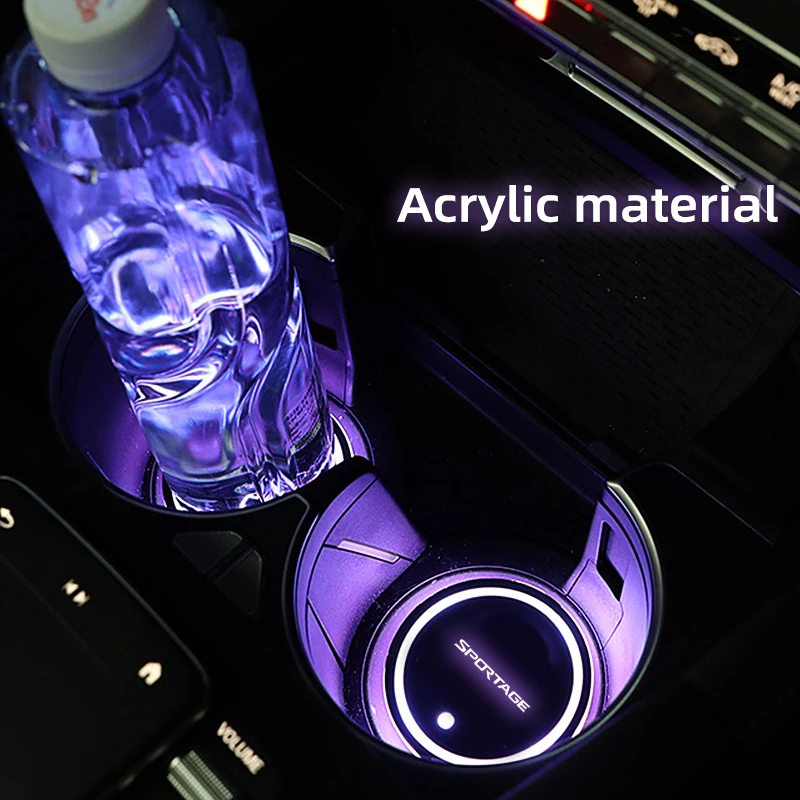 Car Luminous Water Cup Mat Non-Slip For Kia Sportage 3 4 QL SL R Induction Colorful Interior Modification Ambience Light | Автомобили и