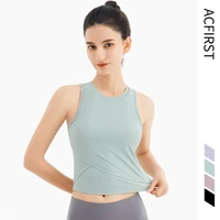 acfirst new green purple women running shirts sexy midriff navel yoga vest padded solid sports shirt quick dry fitness crop tops