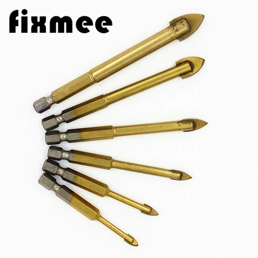 

Cross Spear Drill Bit 6pcs 1/4 Inch Hex Shank Tungsten Carbide Tile Triangle Glass 4mm 5mm 6mm 8mm 10mm 12mm